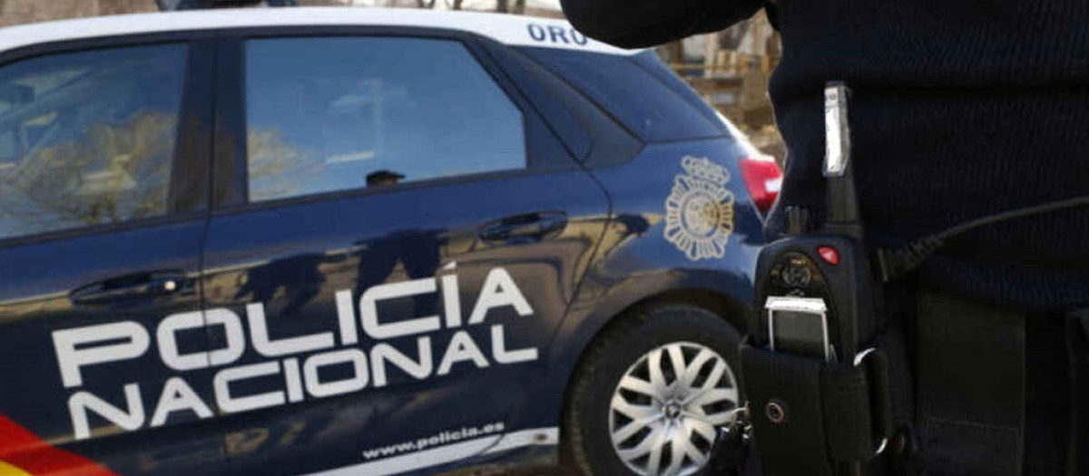 Un agente y un coche patrulla de la Policía Nacional de Valladolid