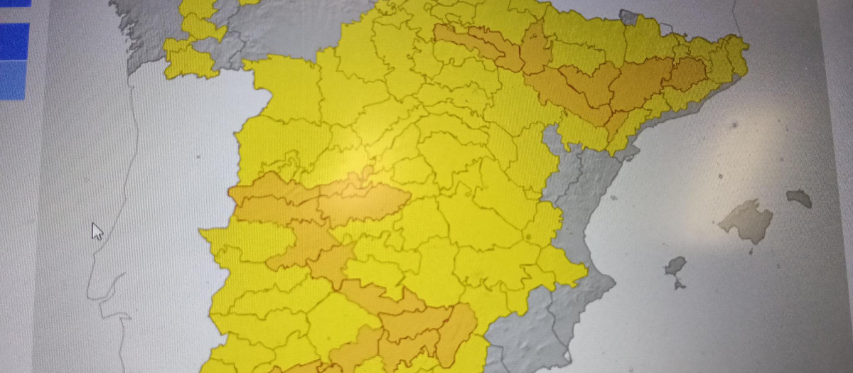Imagen del mapa de avisos de la Aemet