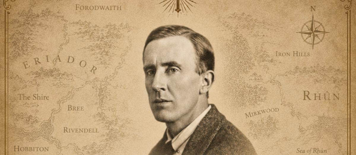 Detalle de la estampa con la oración por J.R.R. Tolkien que se repartió durante la celebración