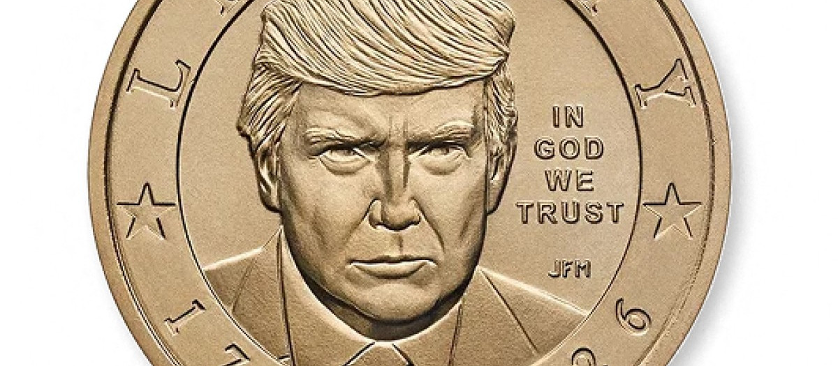 Moneda conmemorativa con el rostro de Donald Trump