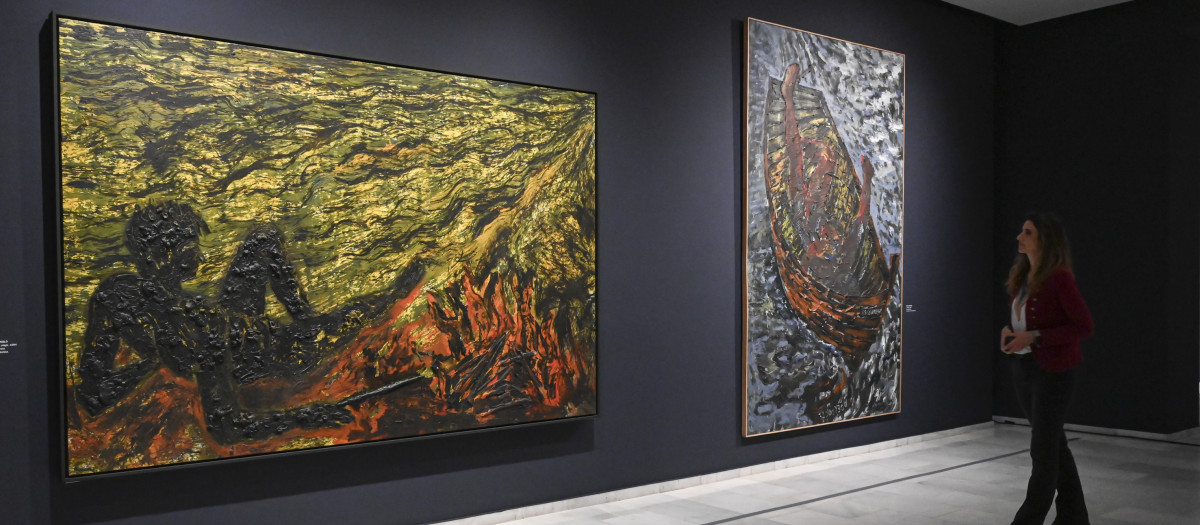 Vista de dos obras de Miquel Barceló de la exposición 'Compromiso con el arte. De Miró a Barceló'