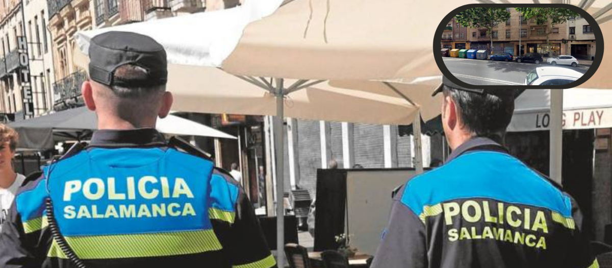 Policía Local de Salamanca, junto al lugar donde se produjo el atropello y fuga