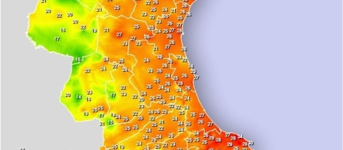 Detalle con el mapa de temperaturas