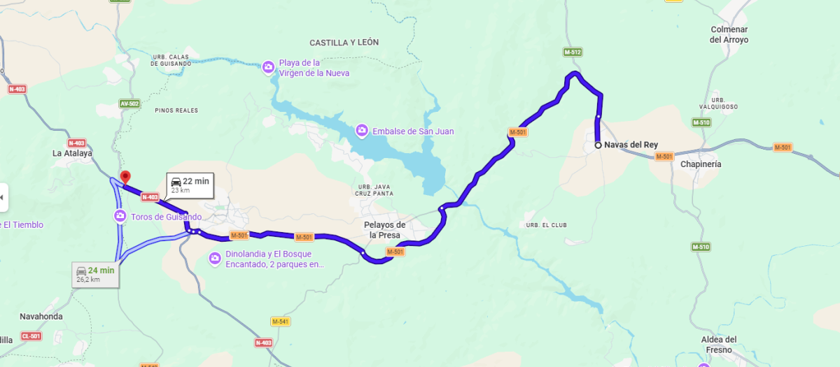 M-501 desde Navas del Rey hasta la frontera de la Comunidad de Madrid con Castilla y León