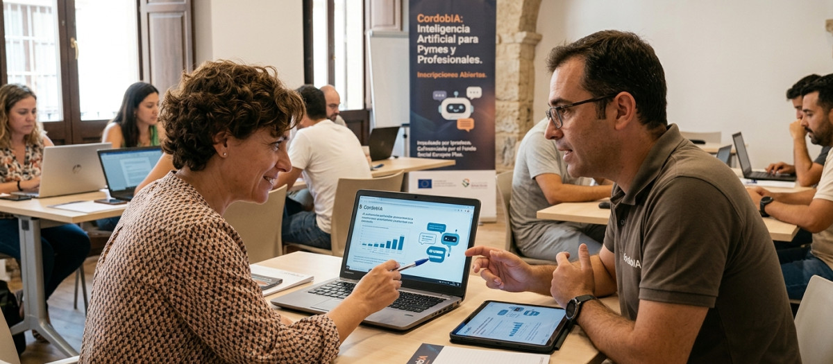 Representación de un curso de IA realizada por Inteligencia Artificial