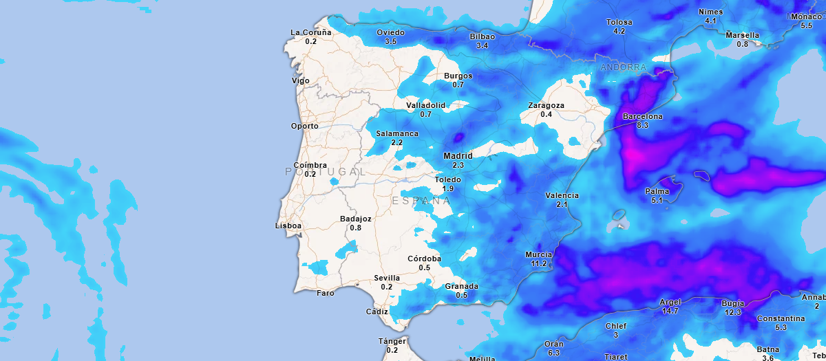 Precipitación acumulada hasta el jueves