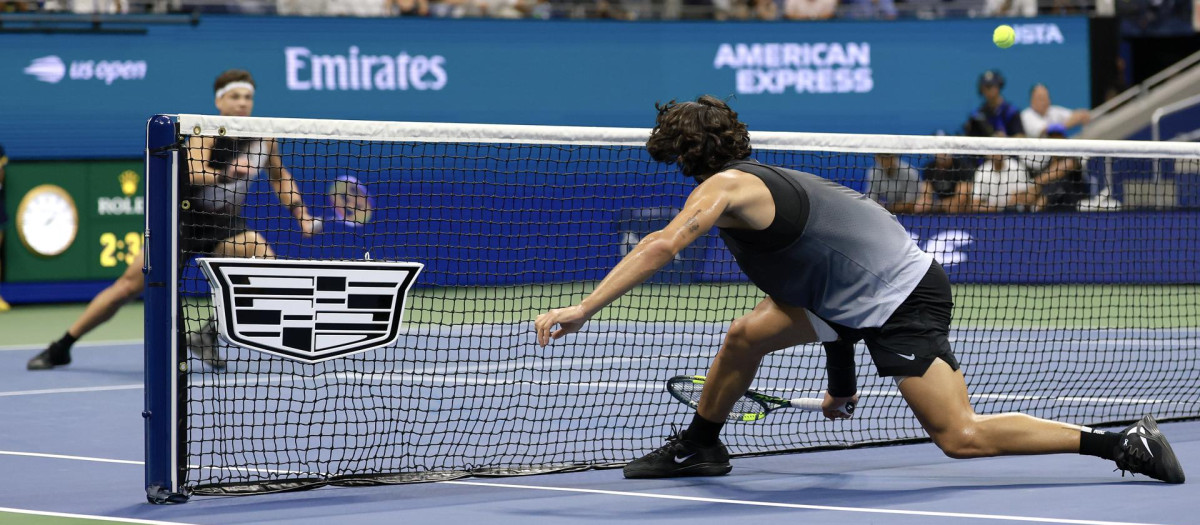 Carlos Alcaraz y Ben Shelton, durante los cuartos de final del US Open