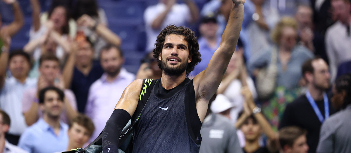 Carlos Alcaraz tras perder en los cuartos de final del US Open ante Ben Shelton