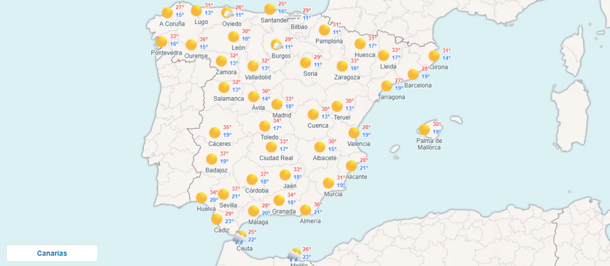 Previsión del domingo, 13 de septiembre