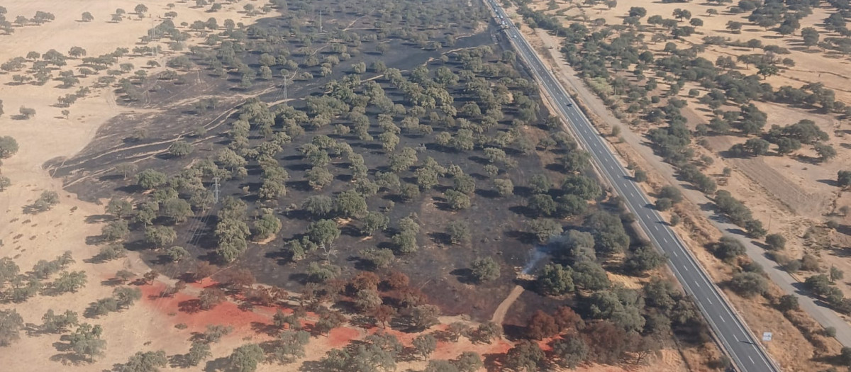 Zona afectada en el término municipal de Obejo