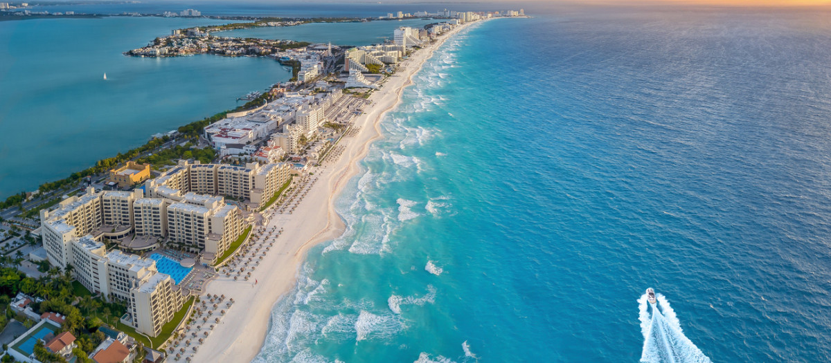 Playa de Cancún, en la península de Yucatán