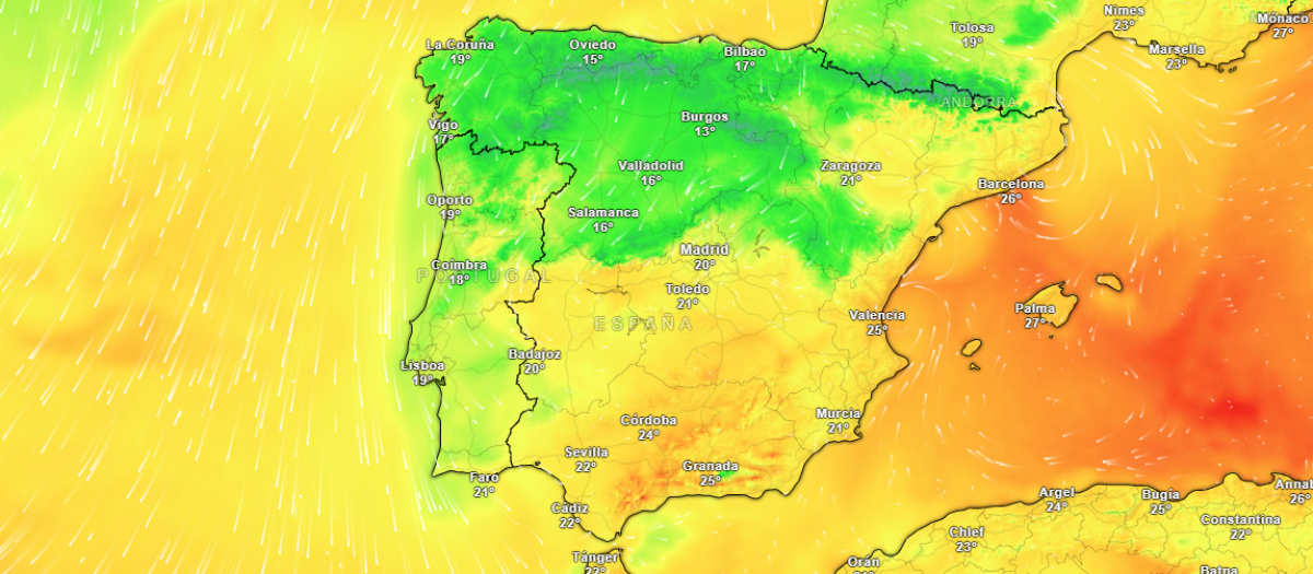 Temperaturas para este miércoles a las 10:00