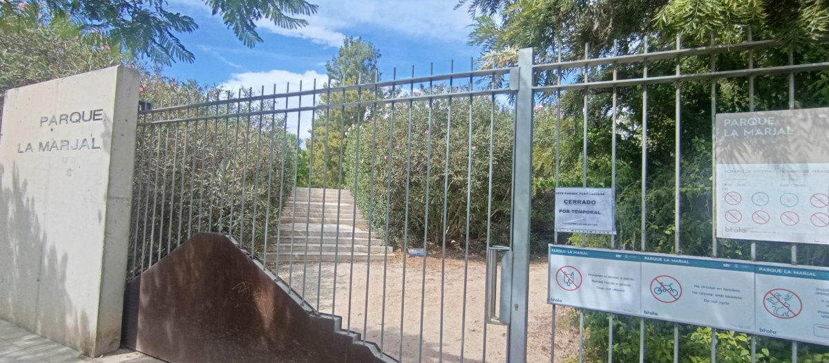 Parque de La Marjal cerrado por la alerta meteorológica