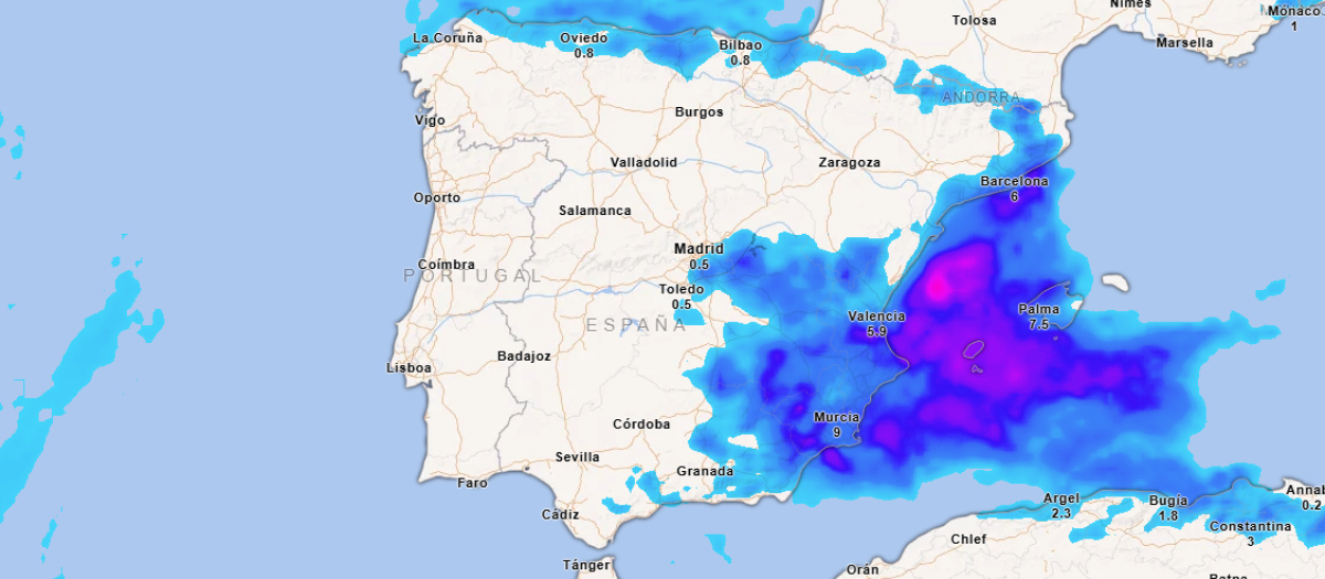 Precipitación acumulada hasta este viernes por la mañana