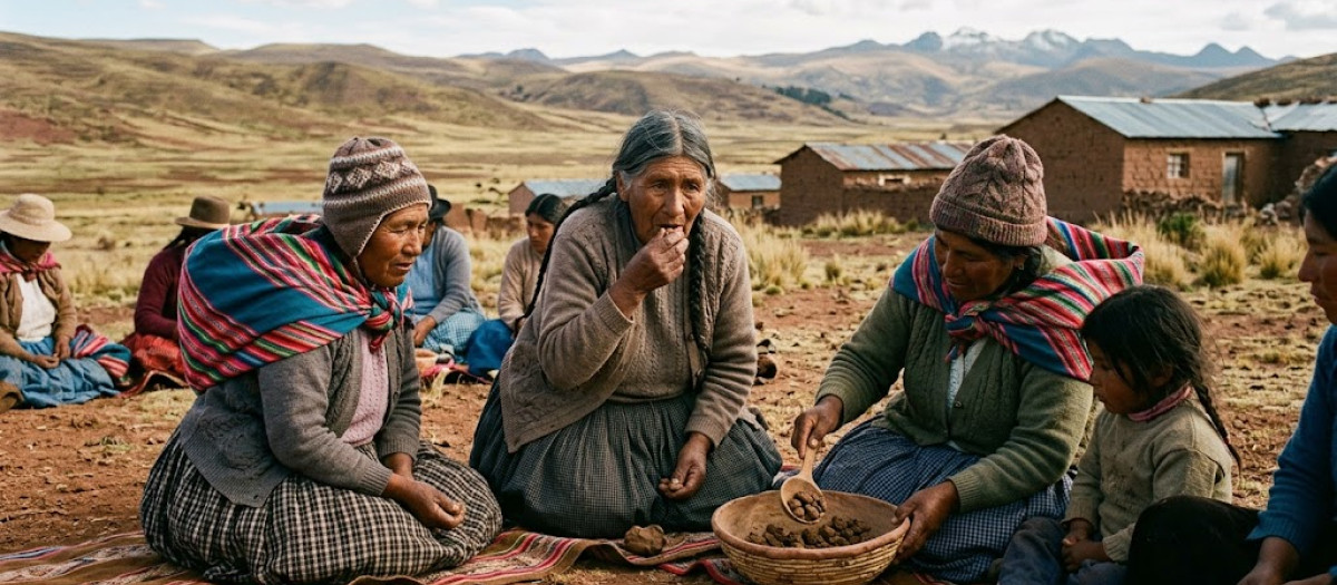 Gente comiendo tierra en Bolivia.