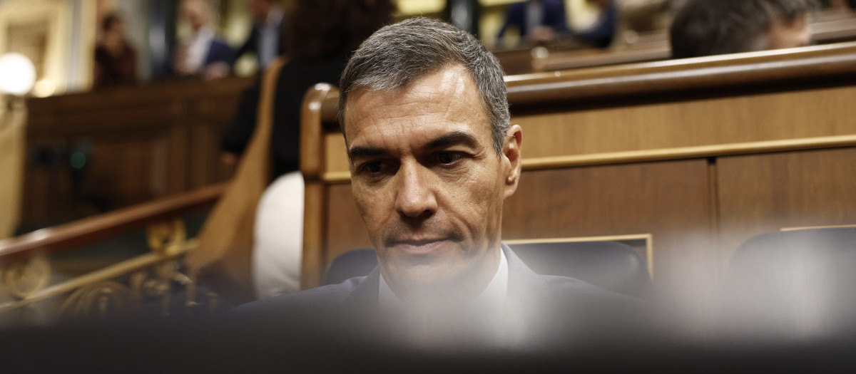 Pedro Sánchez, en el Pleno del pasado miércoles en el Congreso
