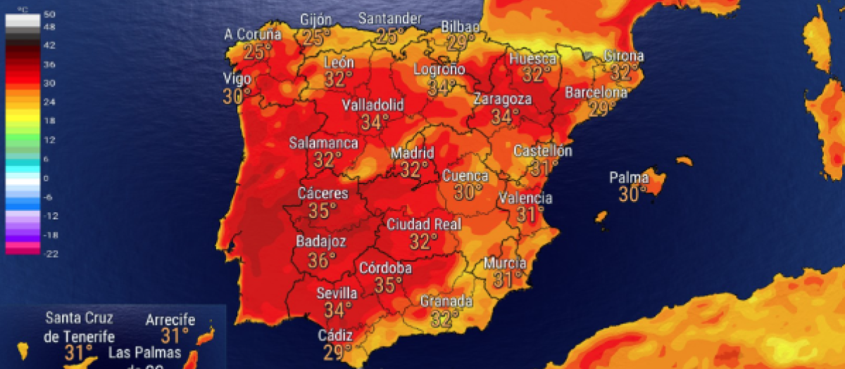 Temperaturas para este martes
