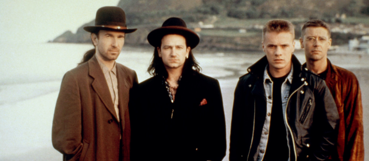 U2 en 1988: The Edge, Bono, Larry Mullen Jr. y Adam Clayton