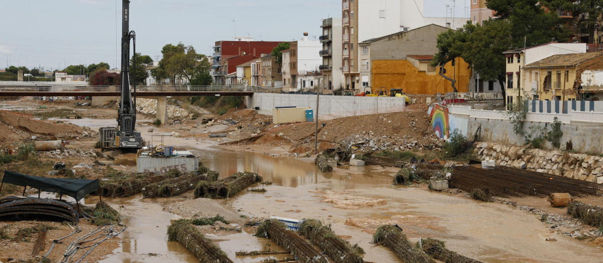 Imagen del barranco del Poyo tomada este jueves tras el paso del último temporal
