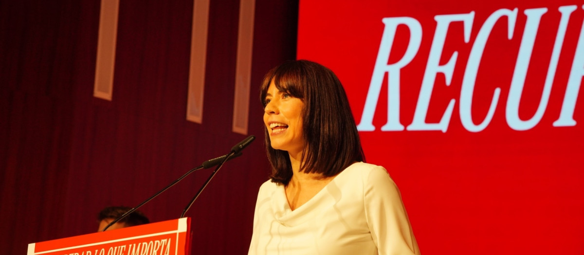 La secretaria general del PSPV, Diana Morant, en la clausura de la Conferencia Política del PSPV, este domingo en Alicante