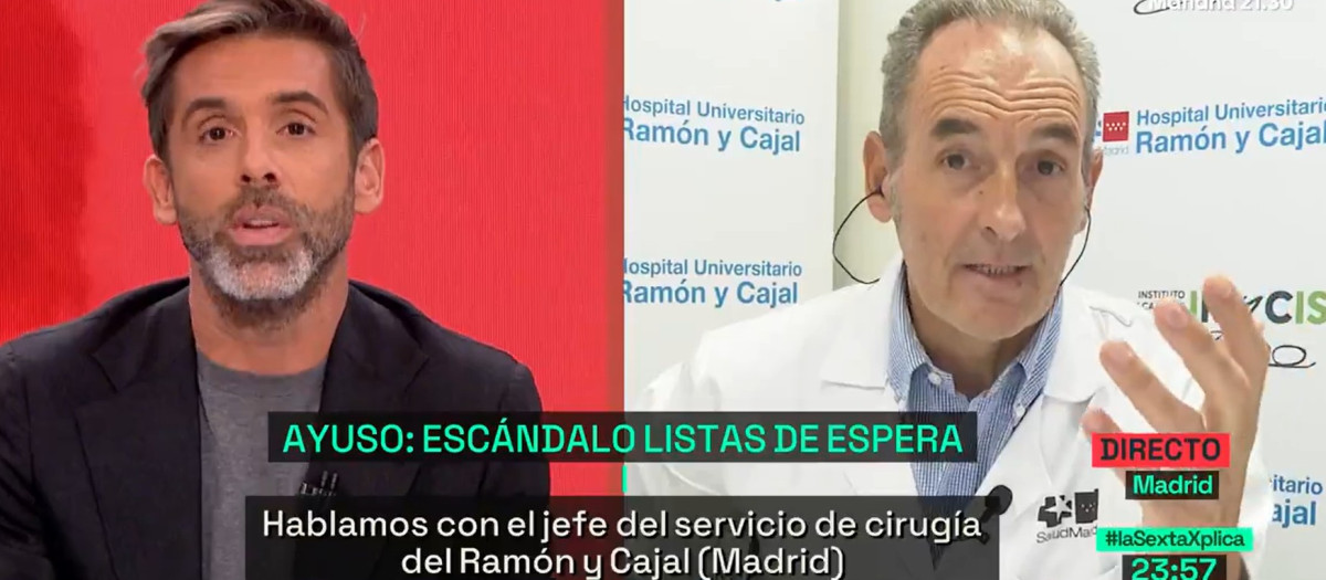 José Yélamo, presentador de La Sexta Xplica, y el doctor Basilio de la Torre