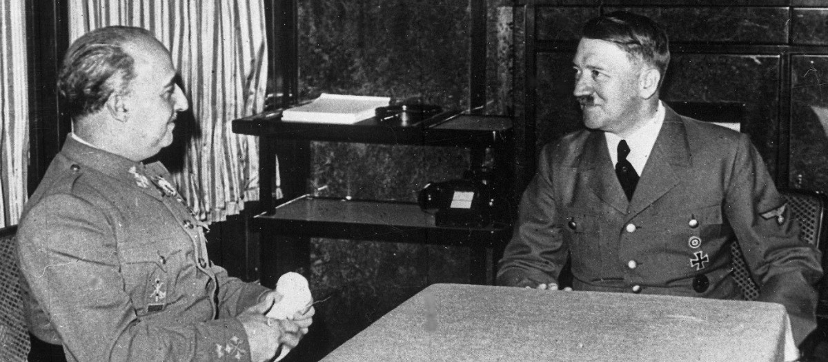 Franco y Hitler durante la entrevista de Hendaya