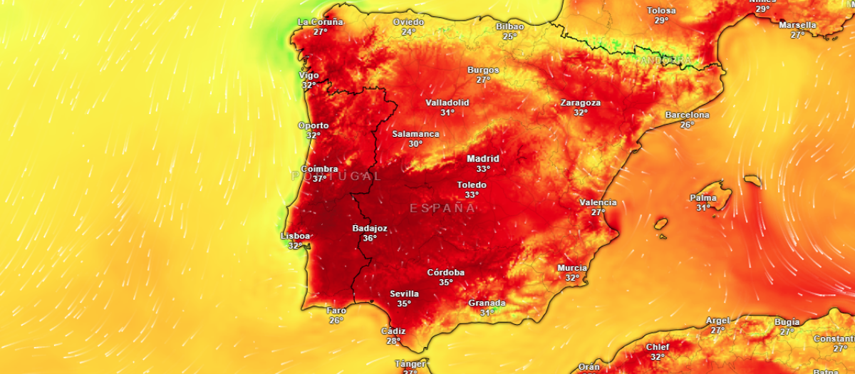 Temperaturas máximas para el próximo martes