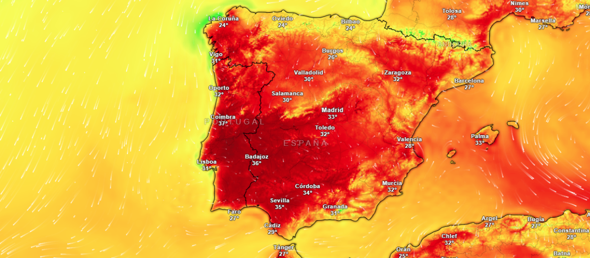 Temperaturas previstas para este martes