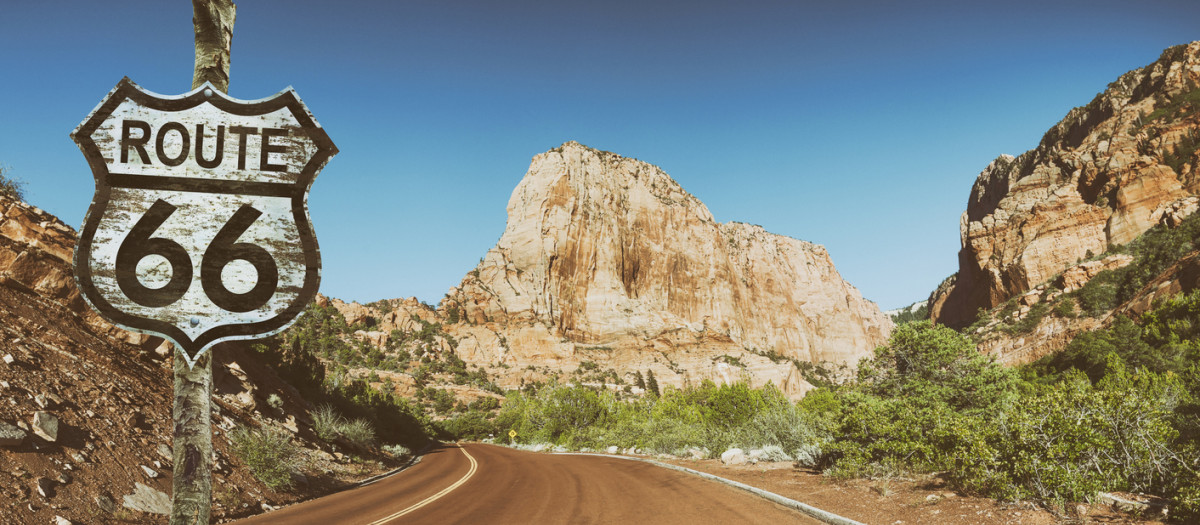 Señal de tráfico de la Ruta 66 en Utah (Estados Unidos)