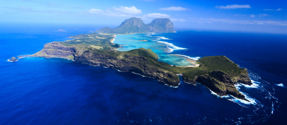 Vista aérea de la isla de Lord Howe, en Nueva Gales del Sur (Australia)