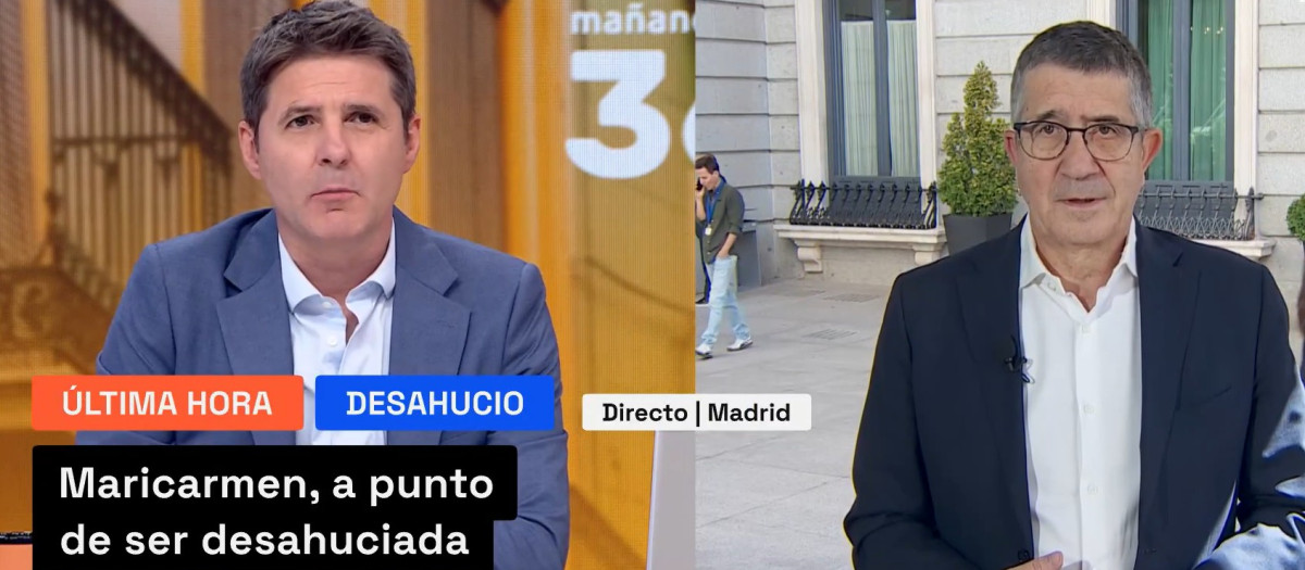 Jesús Cintora y Patxi López, durante su conexión en Mañaneros 360