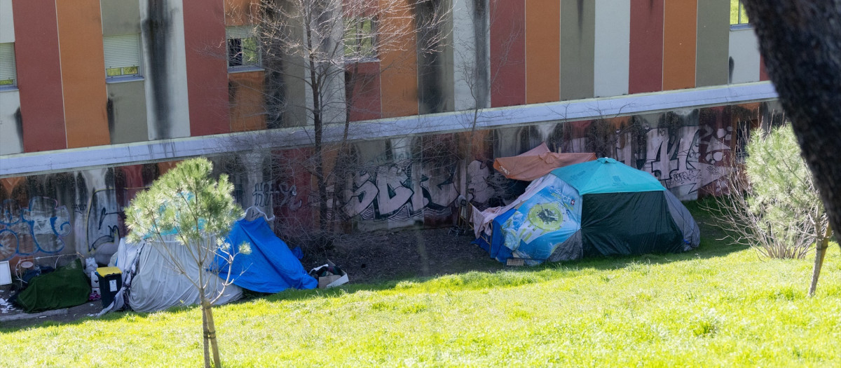 Asentamiento en el Parque del Oeste, a 26 de febrero de 2026, en Madrid