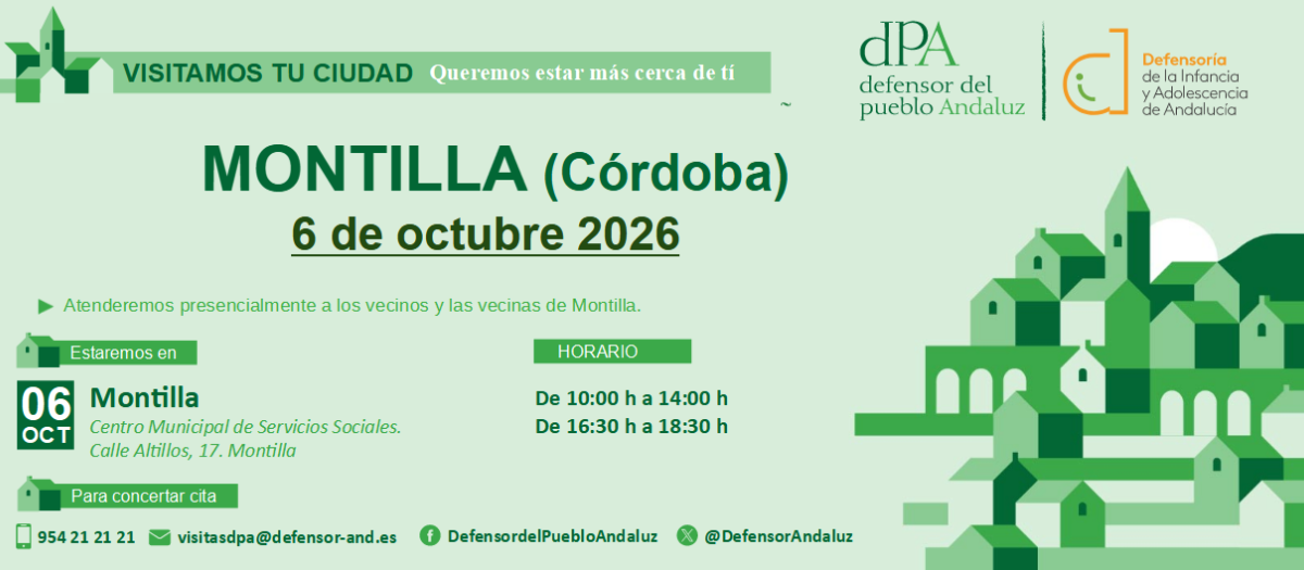 Cartel de la visita del Defensor del Pueblo a Montilla