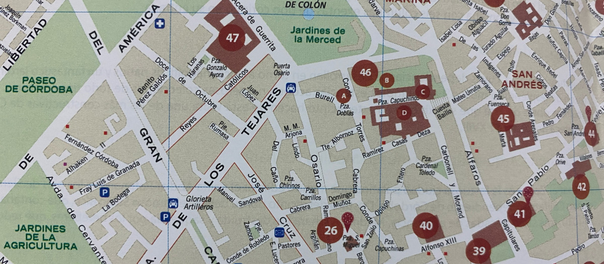 Pormenor de los planos de Córdoba que reparte el Imtur