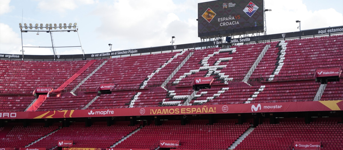 El Estadio Ramón Sánchez-Pizjuán antes del España - Croacia