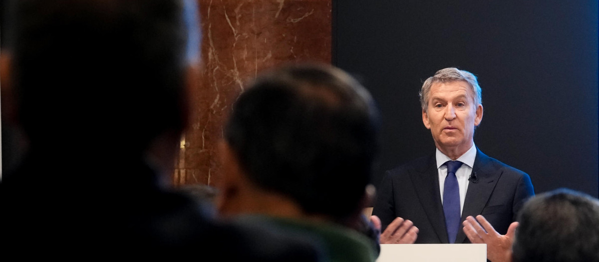 El presidente del PP, Alberto Núñez Feijóo, este martes