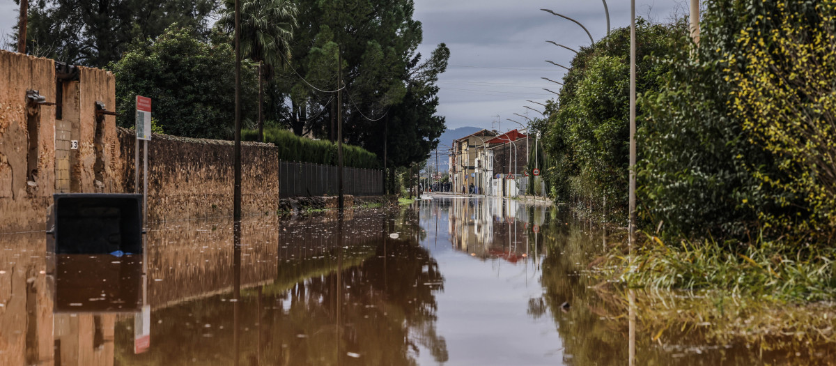 Imagen de una zona afectada por las lluvias en Valencia
