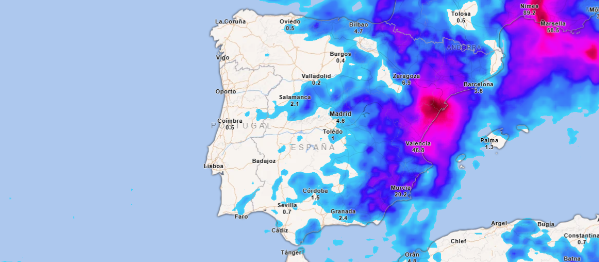 Precipitación acumulada hasta el martes