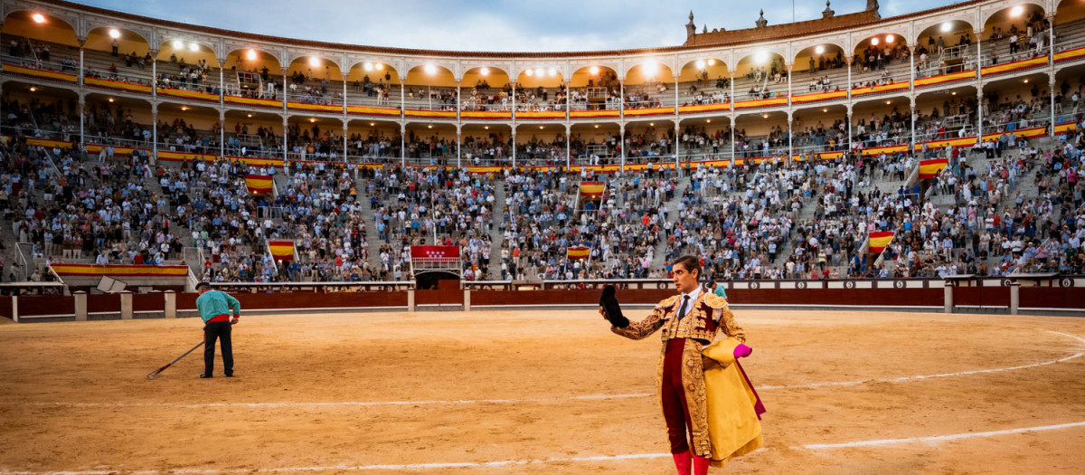 Aspecto de la Plaza de Toros de Las Ventas, durante esta primera novillada de la Feria de Otoño de Madrid