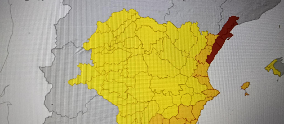 Imagen del mapa de avisos de la Aemet para este viernes 2 de octubre