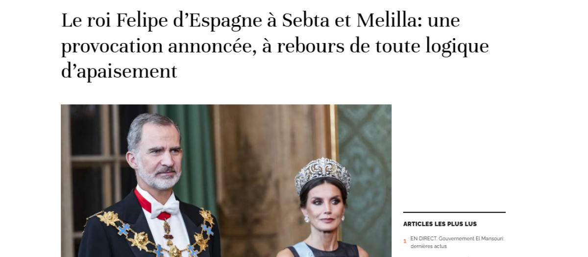 Artículo sobre la visita de los Reyes a Ceuta y Melilla en Le360