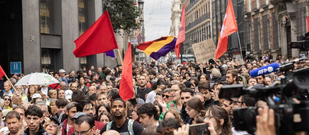 Imagen de la manifestación de este viernes frente al Congreso en Madrid