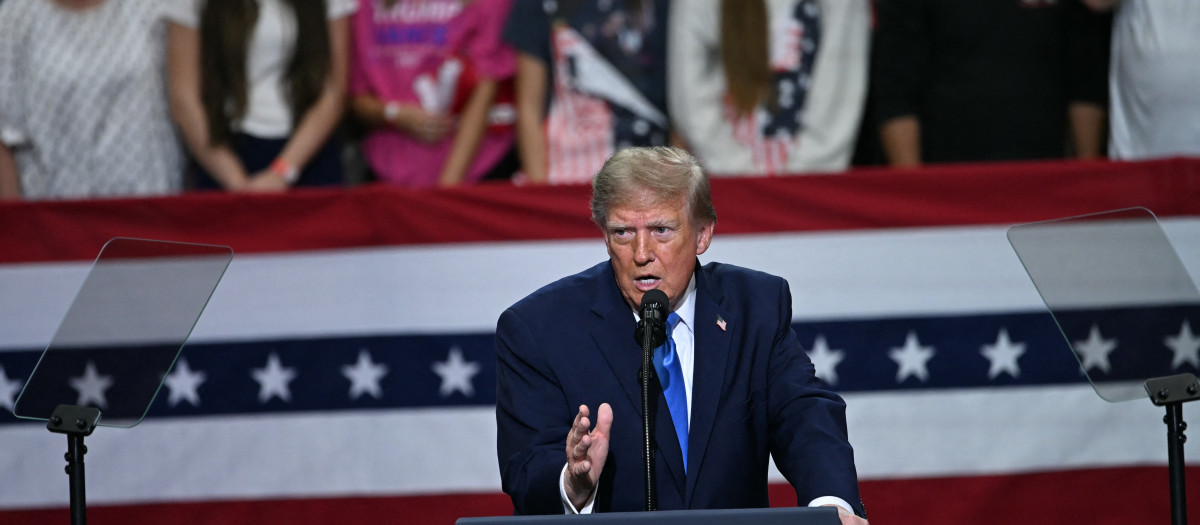 El presidente estadounidense Donald Trump pronuncia un discurso durante un mitin de campaña en Vandalia, Ohio