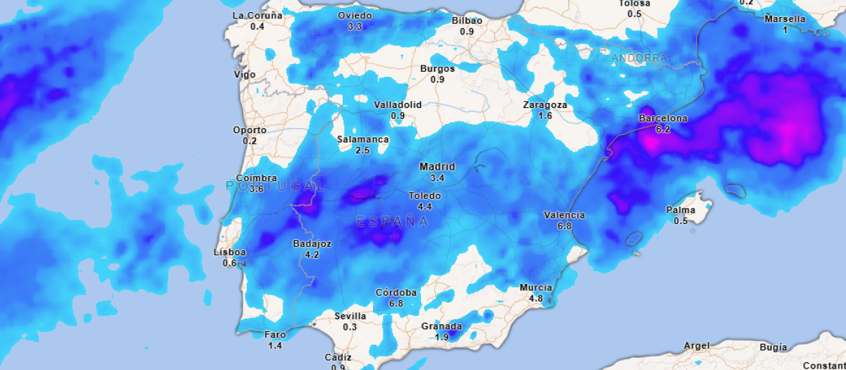 Precipitación acumulada de este lunes