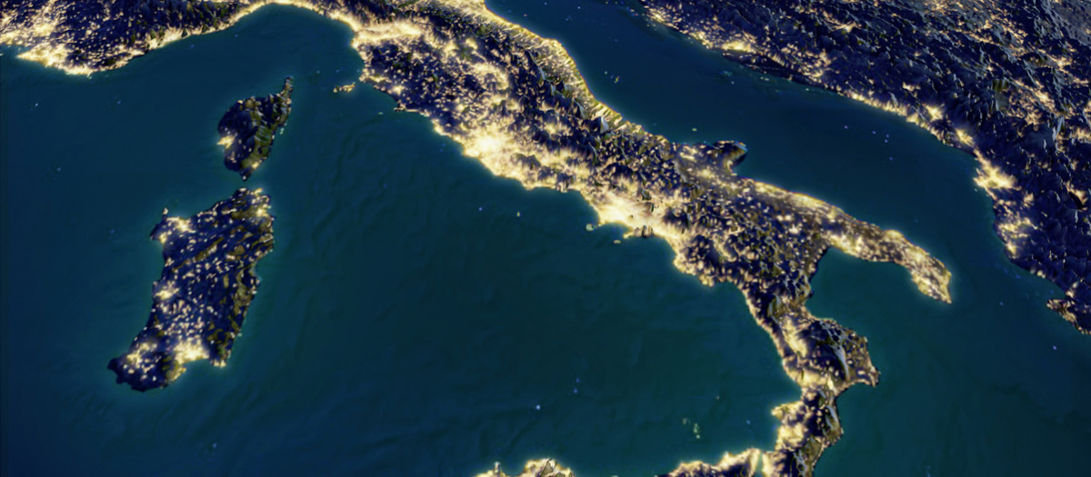 Vista satelital de Italia