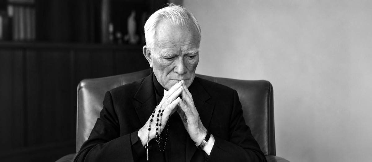 Imagen del venerable Patrick Peyton restaurada con IA