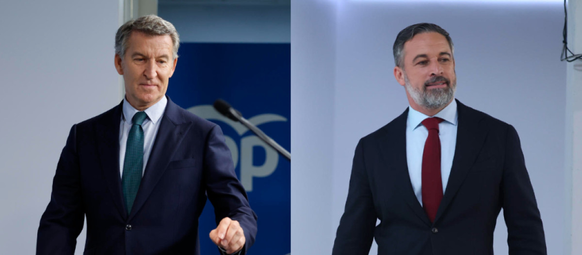 Alberto Núñez Feijóo y Santiago Abascal comparecen tras el adelanto electoral
