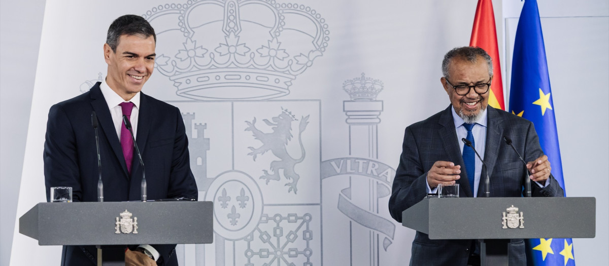 El presidente del Gobierno, Pedro Sánchez, recibe al director general de la Organización Mundial de la Salud (OMS), Tedros Adhanom