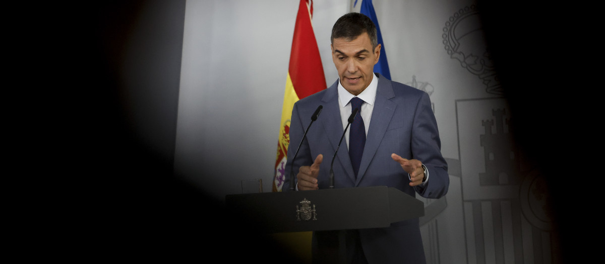 Pedro Sánchez en rueda de prensa tras la reunión del Consejo de Ministros el martes