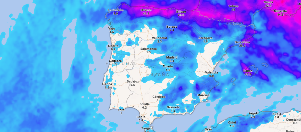 Precipitación acumulada hasta este jueves